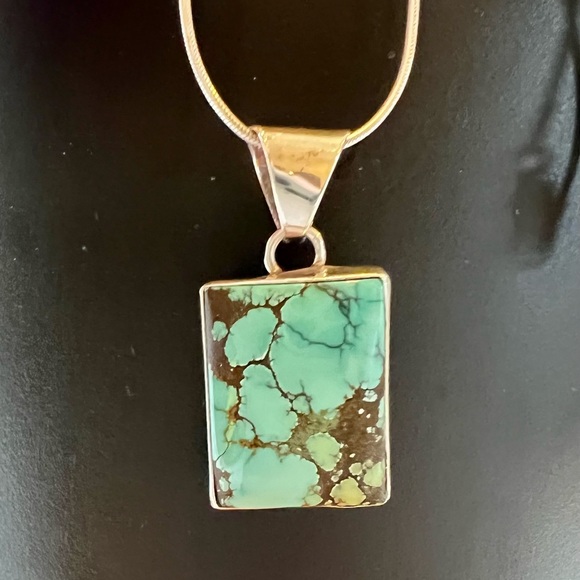 Joe Delgarito sterling silver & turquoise Southwestern pendant necklace 18” - Picture 4 of 4
